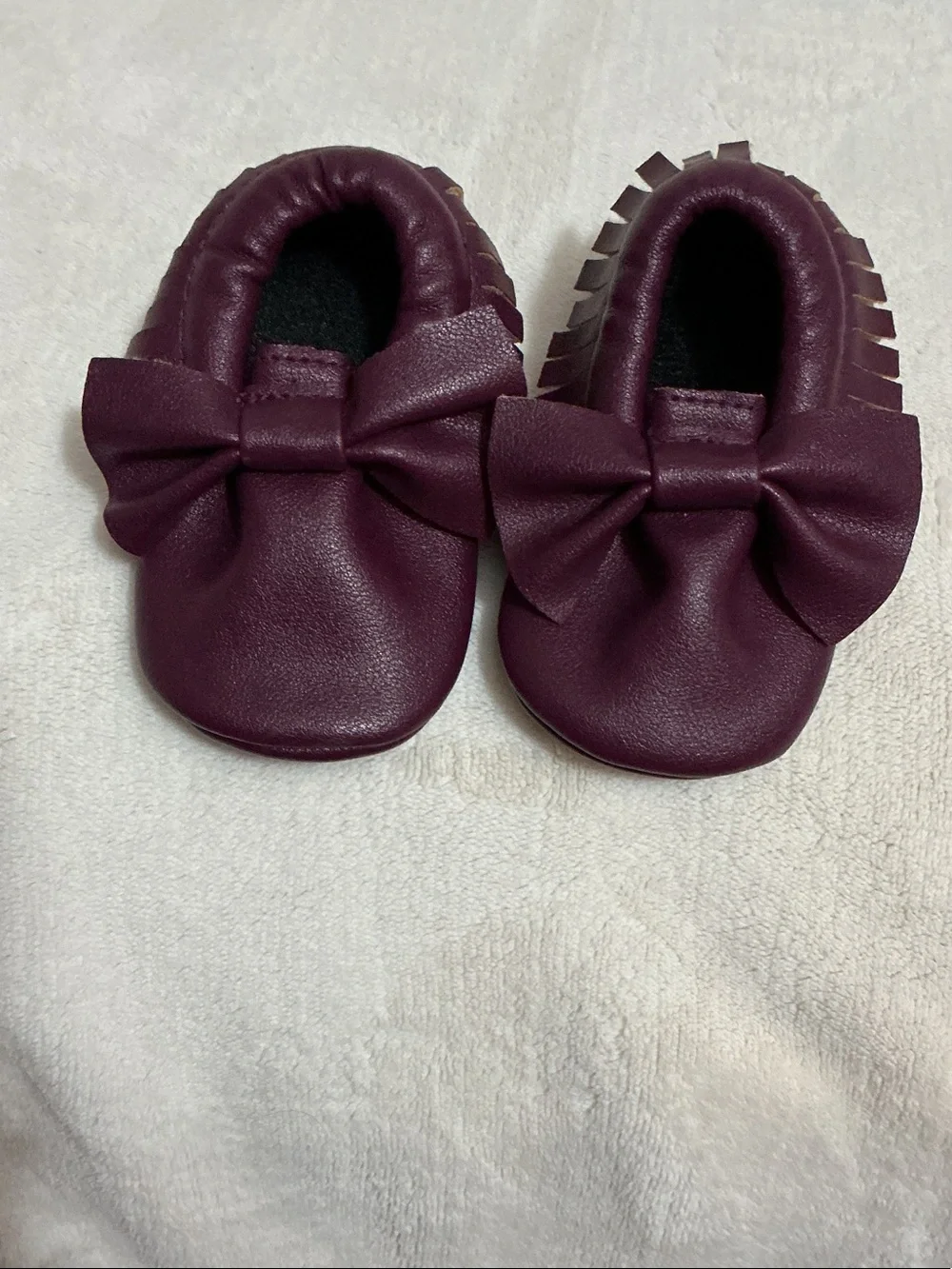 Plum Bow Baby Moccasins - Soft Slip-On Infant Shoes